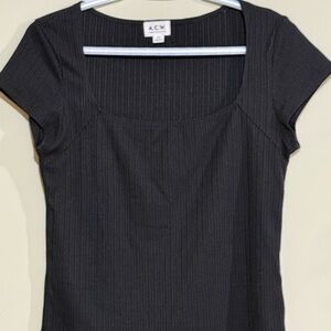 Women's Black Ribbed Top